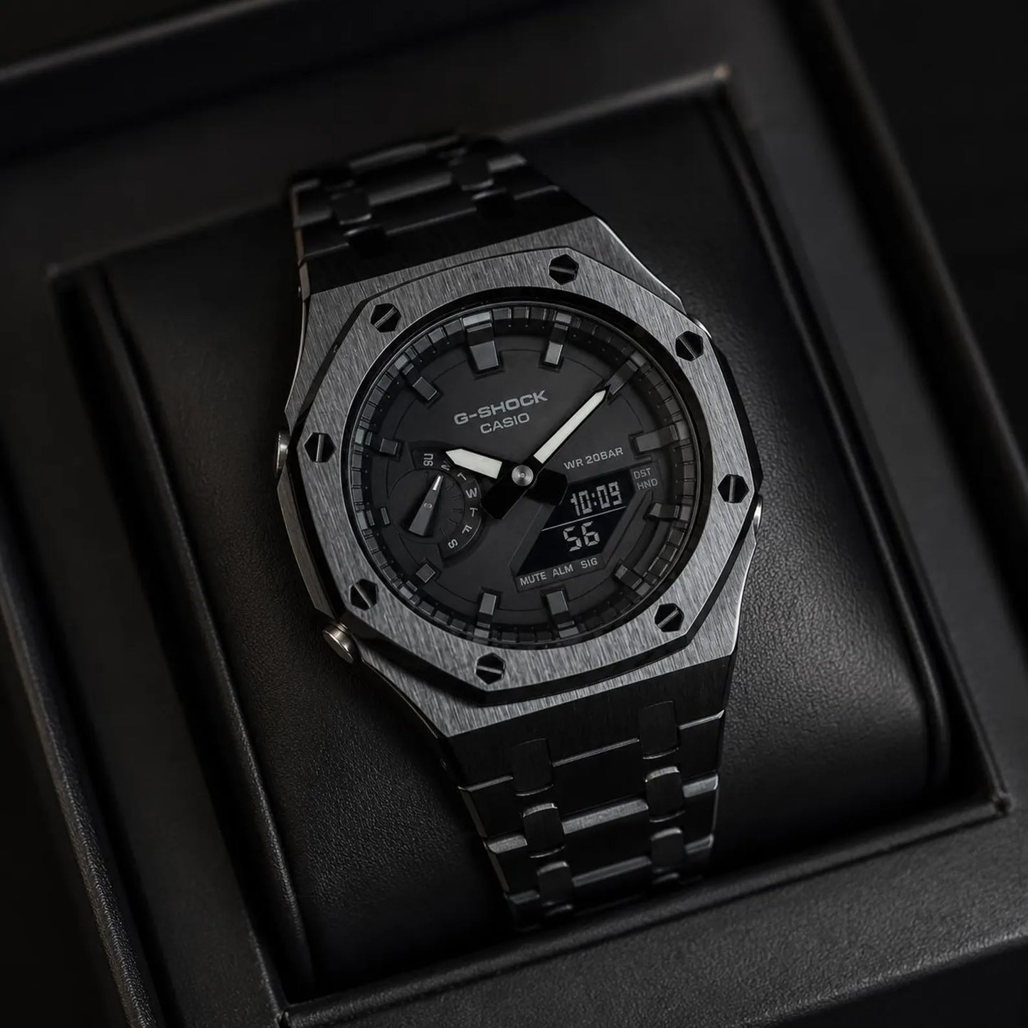 Casio G‑SHOCK GA‑2100 Full Black Stainless Steel Modified Watch