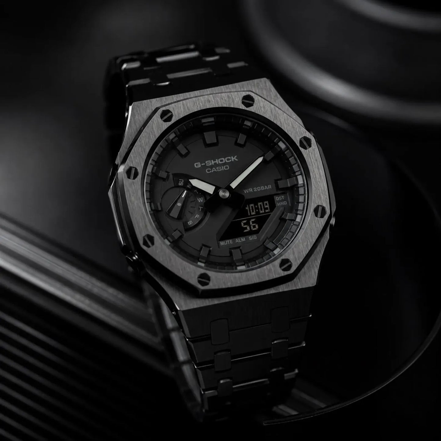 Casio G‑SHOCK GA‑2100 Full Black Stainless Steel Modified Watch