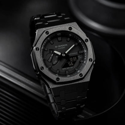 Casio G‑SHOCK GA‑2100 Full Black Stainless Steel Modified Watch