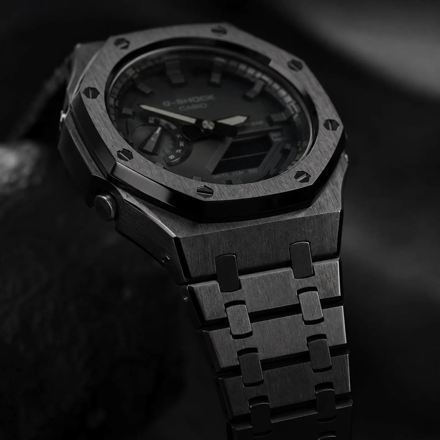 Casio G‑SHOCK GA‑2100 Full Black Stainless Steel Modified Watch