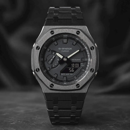 Casio G‑SHOCK GA‑2100 Full Black Stainless Steel Modified Watch