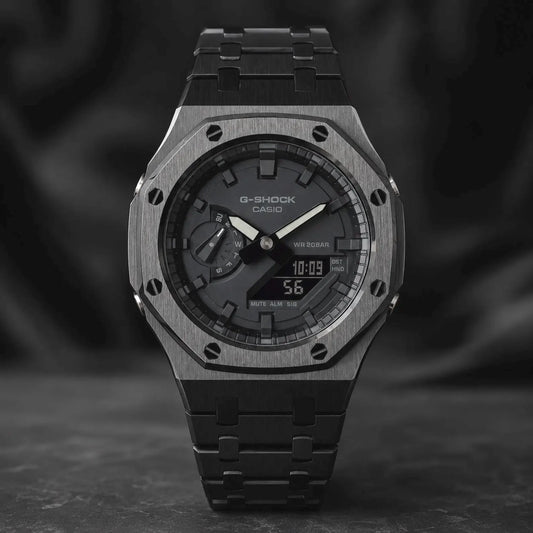 Casio G‑SHOCK GA‑2100 Full Black Stainless Steel Modified Watch