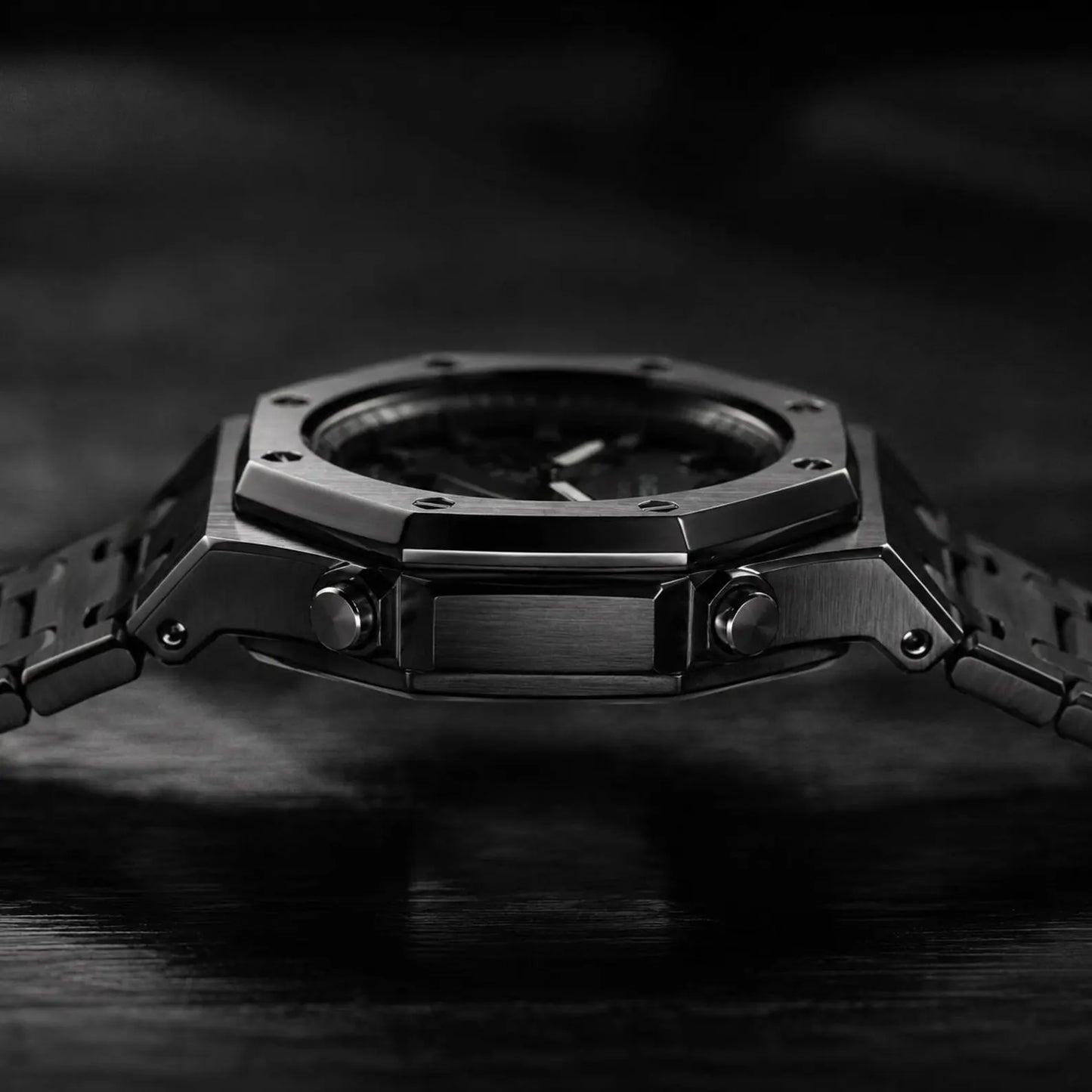 Casio G‑SHOCK GA‑2100 Full Black Stainless Steel Modified Watch
