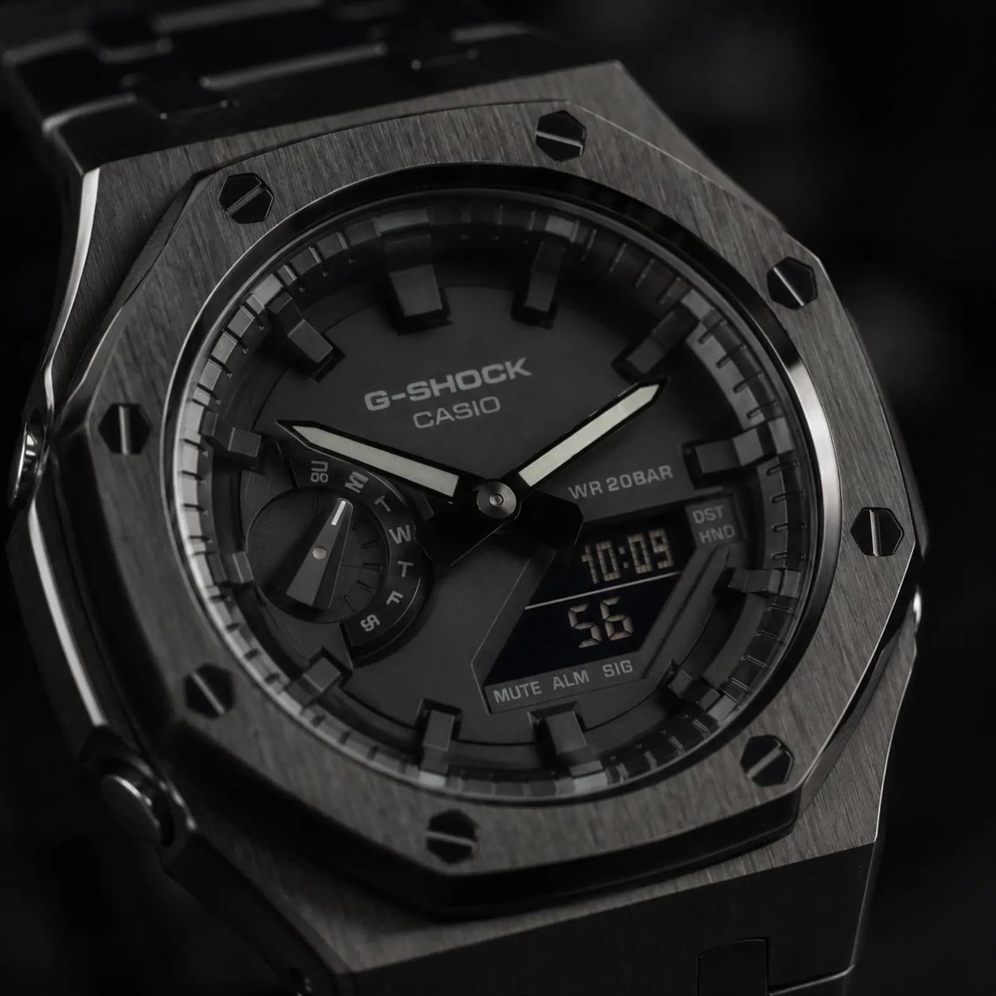 Casio G‑SHOCK GA‑2100 Full Black Stainless Steel Modified Watch