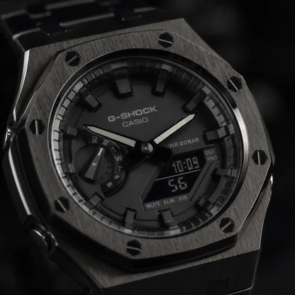 Casio G‑SHOCK GA‑2100 Full Black Stainless Steel Modified Watch