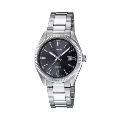 Casio LTP-1302D-1A1VDF Women’s Watch – Black Dial, Silver Bracelet