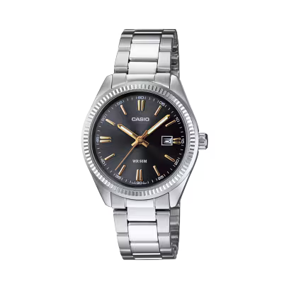 Casio LTP-1302D-1A2VDF Women’s Watch – Black Dial, Silver Bracelet