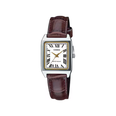 Casio LTP-V007L-7B2UDF Women’s Rectangular Watch – Brown Leather Strap