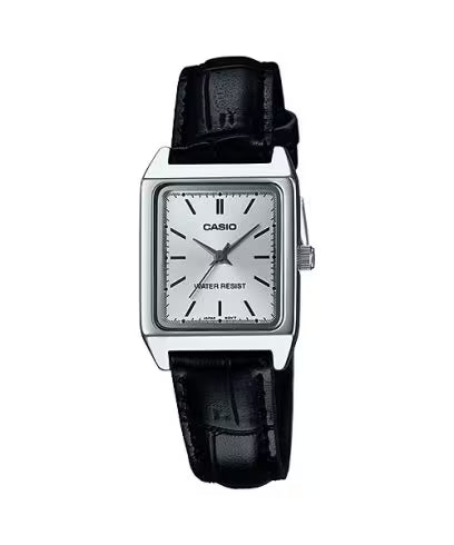 Casio LTP-V007L-7E1UDF Women’s Rectangular Watch – Black Leather Strap