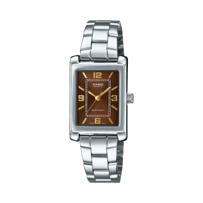 Casio LTP-1234DD-5ADF Women’s Watch – Brown Dial, Silver Bracelet