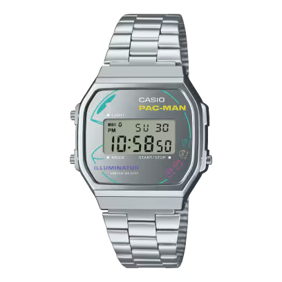 Casio Vintage x PAC-MAN A168WEPC-7A Silver Digital Watch