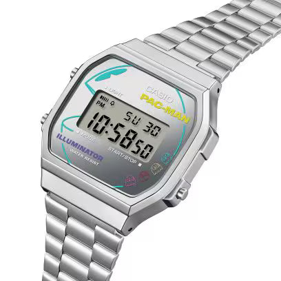 Casio Vintage x PAC-MAN A168WEPC-7A Silver Digital Watch
