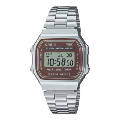 Casio Vintage A168WA-5AYDF Silver Brown Digital Watch