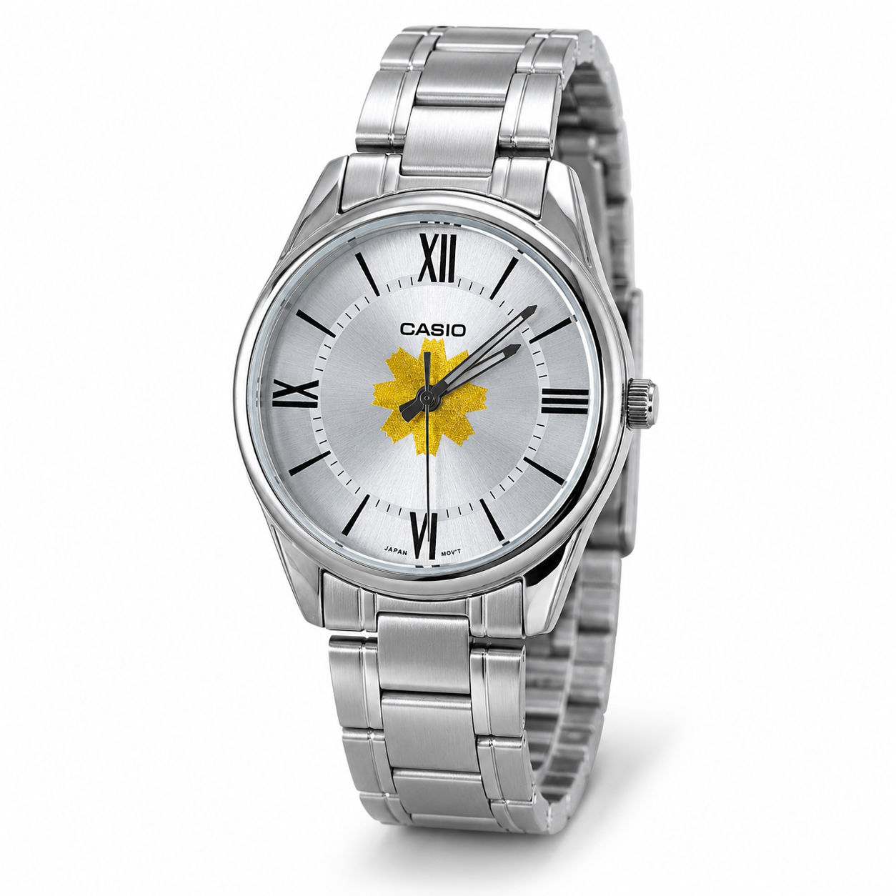 Casio Silver Roman Numeral Watch – Kuwait Al-Arfaj Customized Dial