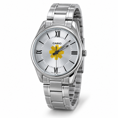 Casio Silver Roman Numeral Watch – Kuwait Al-Arfaj Customized Dial