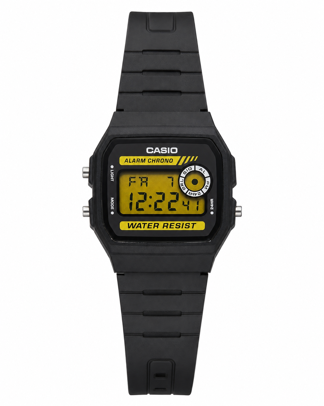 Casio F-94WA-9 Digital Watch – Black Resin Strap with Yellow Display