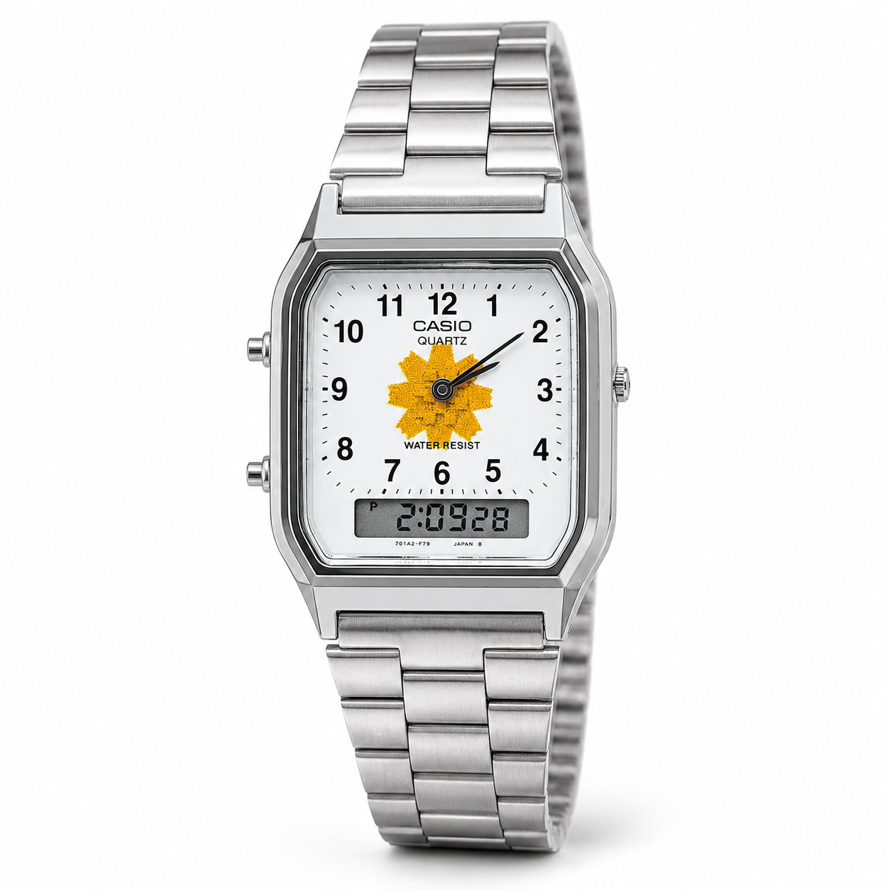 Casio Vintage Analog-Digital Watch – Kuwait Al-Arfaj Flower Customized Dial