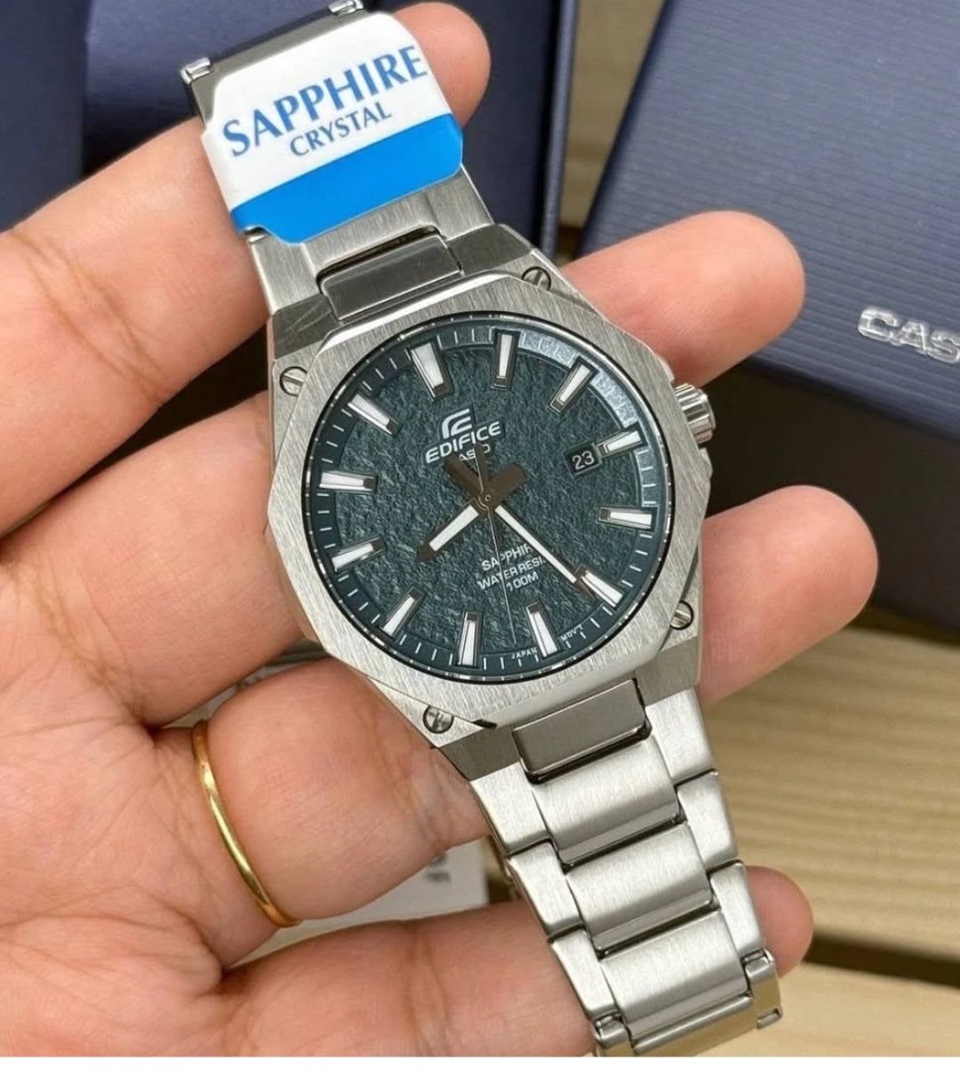 Casio Edifice EFR-S108DE-3A | Green Dial Stainless Steel Watch | 100% Original