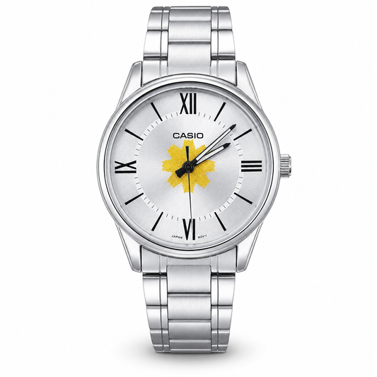 Casio Silver Roman Numeral Watch – Kuwait Al-Arfaj Customized Dial