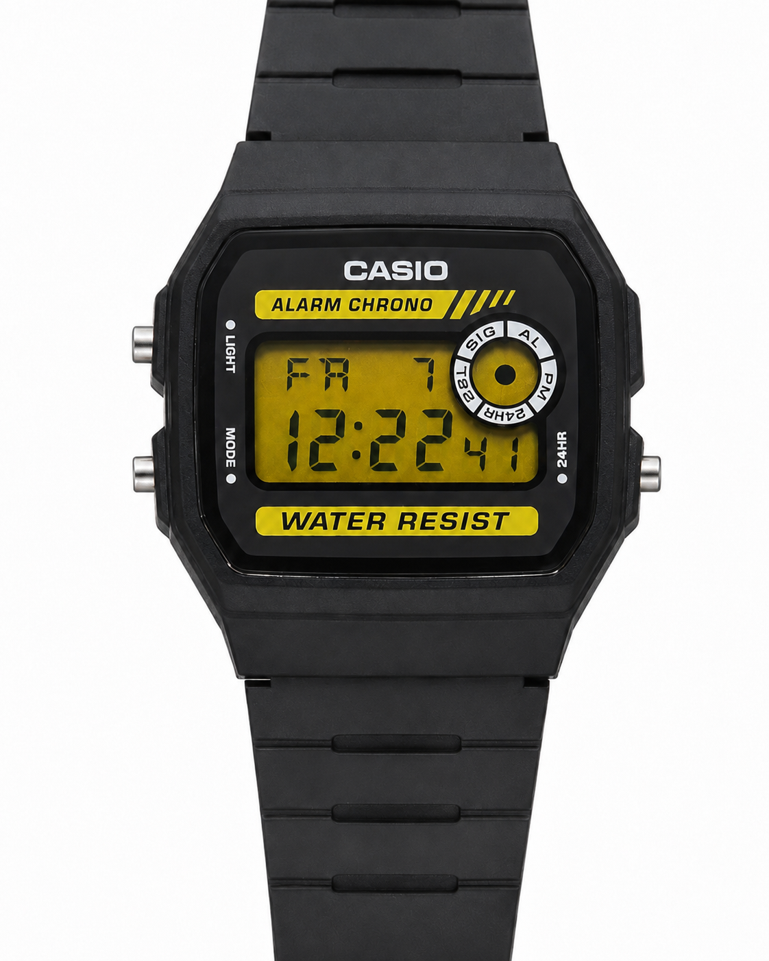 Casio F-94WA-9 Digital Watch – Black Resin Strap with Yellow Display