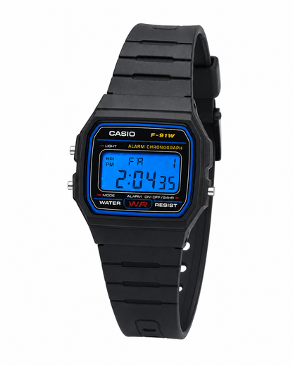 Casio F-91W Modified Blue Display Digital Watch