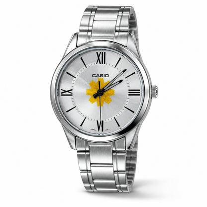 Casio Silver Roman Numeral Watch – Kuwait Al-Arfaj Customized Dial