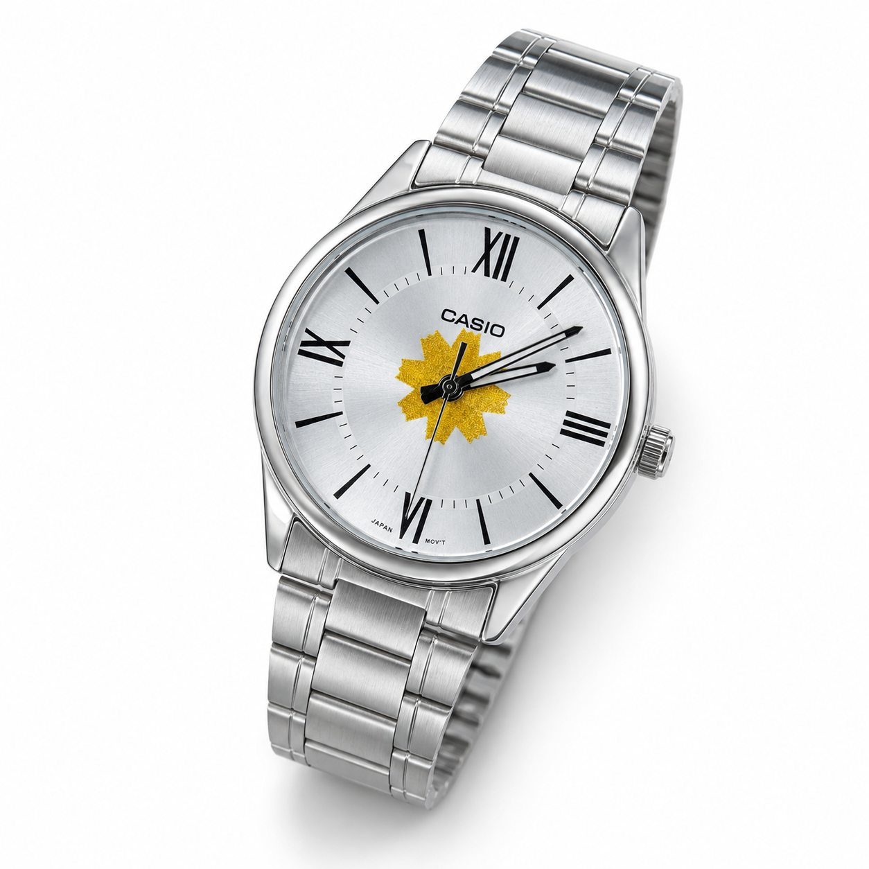 Casio Silver Roman Numeral Watch – Kuwait Al-Arfaj Customized Dial