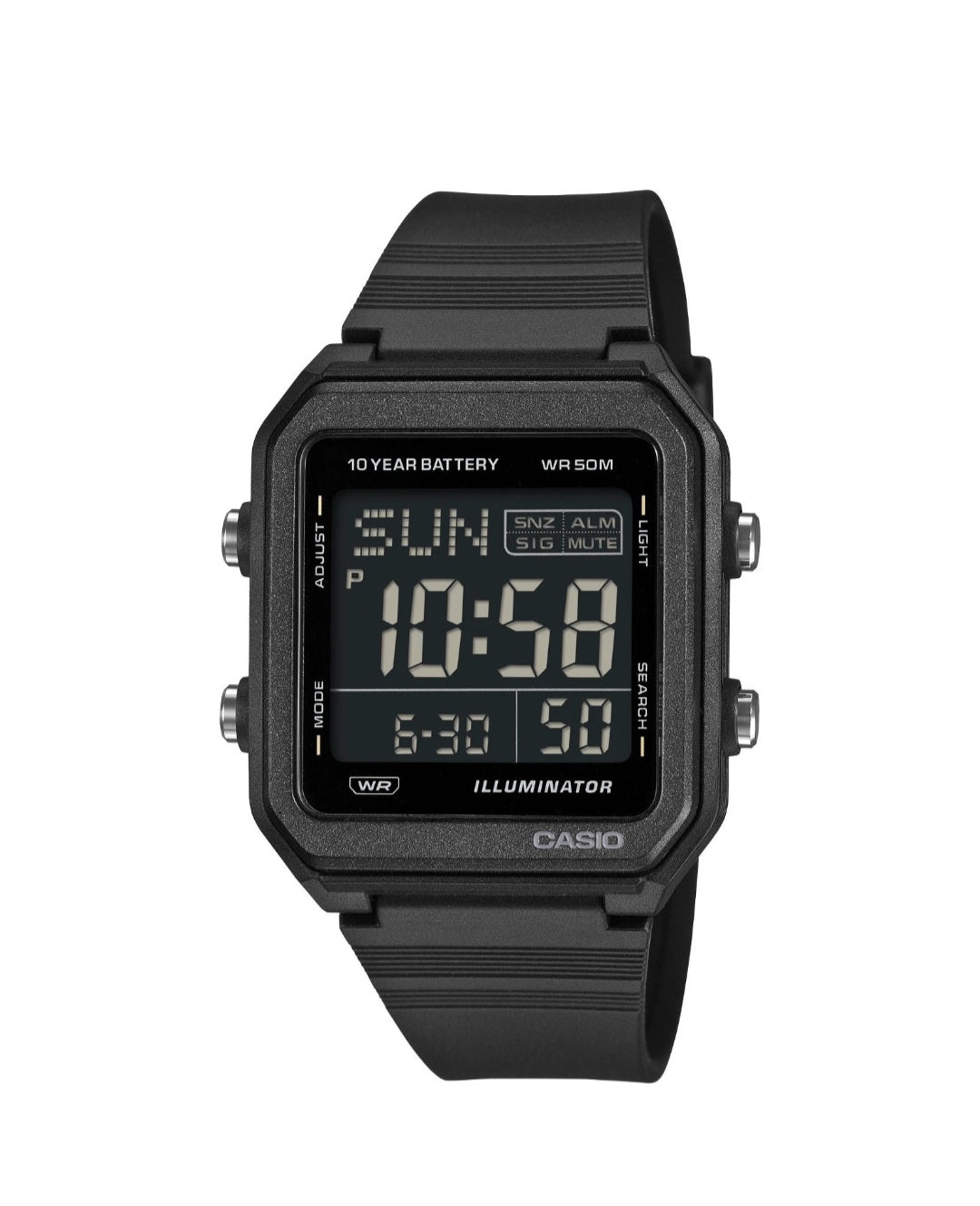 Casio W-221H-1B Digital Watch | 10-Year Battery | 50M Water Resistant | Original