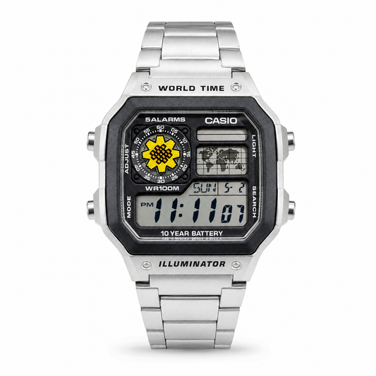 Casio AE-1200WHD-1A World Time – Stainless Steel Customized Al Arfaj Edition