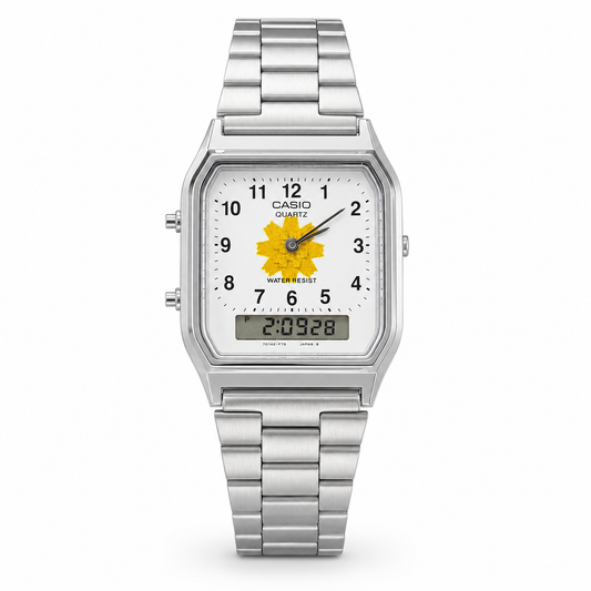 Casio Vintage Analog-Digital Watch – Kuwait Al-Arfaj Flower Customized Dial