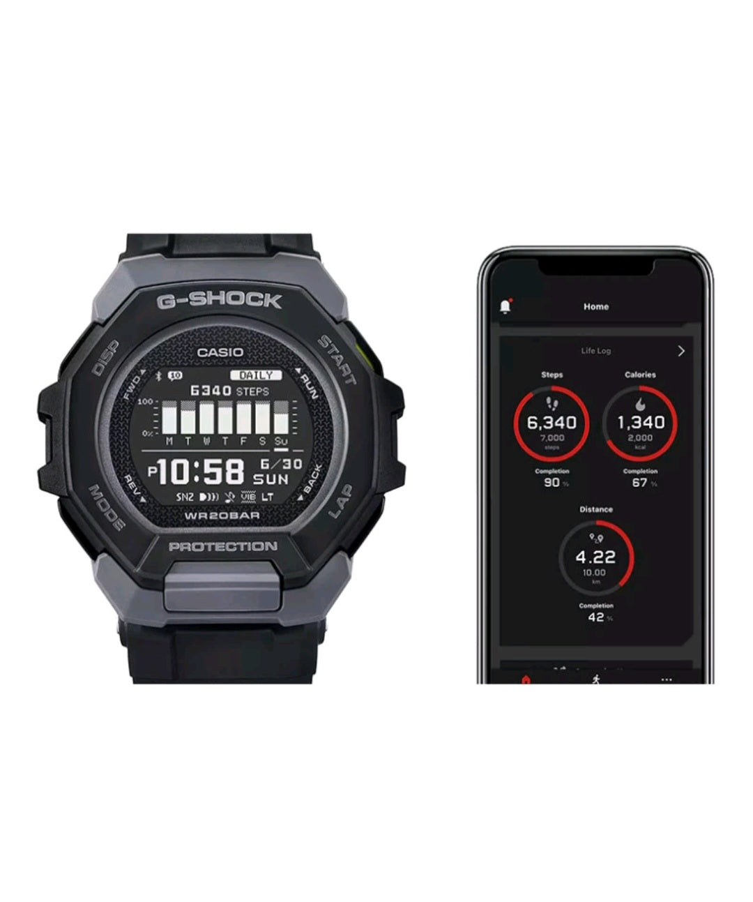 Casio G-SHOCK G-SQUAD GBD-300-1DR – Bluetooth Fitness Watch – Black