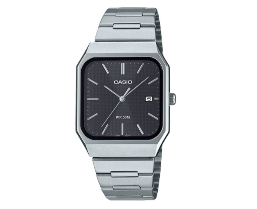 Casio MTP-B185D-1AV Men's Analog Watch – Black Dial Stainless Steel Bracelet
