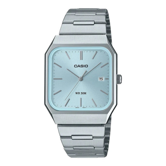 Casio MTP-B185D-2A2V Men's Analog Watch – Ice Blue Dial Stainless Steel Bracelet