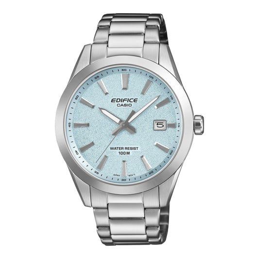 Casio Edifice EFV-160D-2BVEF Men's Stainless Steel Watch Light Blue Textured Dial 100M