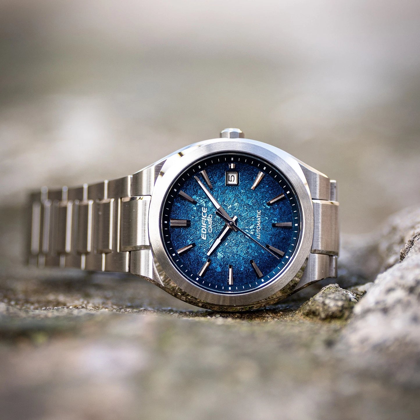 Casio Edifice EFK-200D-2AER Automatic Men's Stainless Steel Blue Gradient Dial Watch Sapphire Crystal 100M