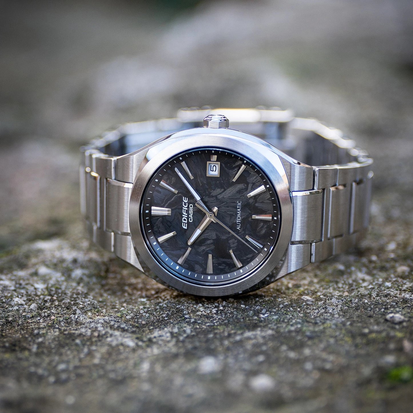 Casio Edifice EFK-200CD-1AER Automatic Men's Stainless Steel Black Forged Carbon Dial Watch Sapphire Crystal 100M