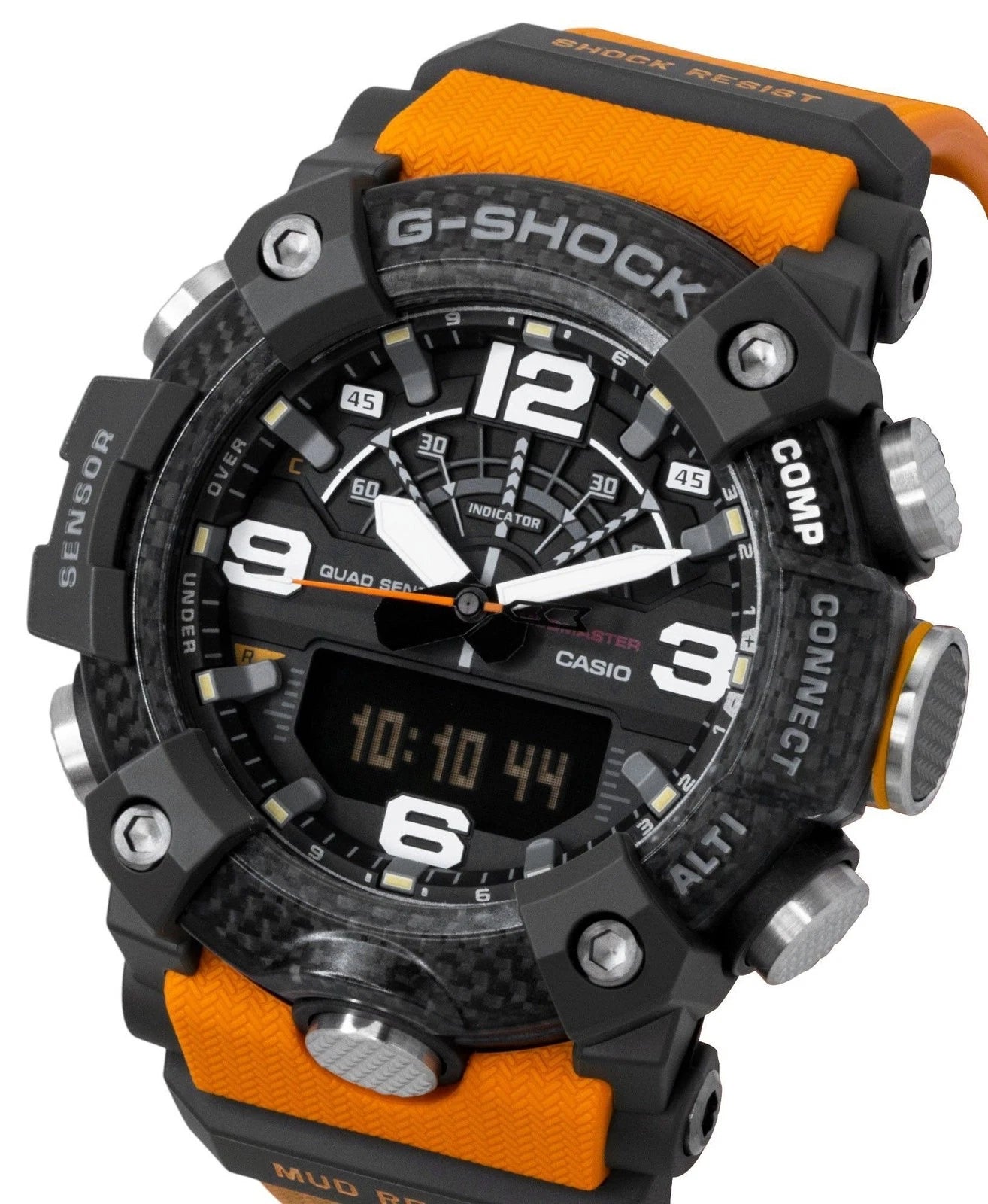 Casio G-SHOCK GG-B100X-1A9 MUDMASTER Carbon Core Guard Quad Sensor Bluetooth Watch | Orange Band | 200M WR