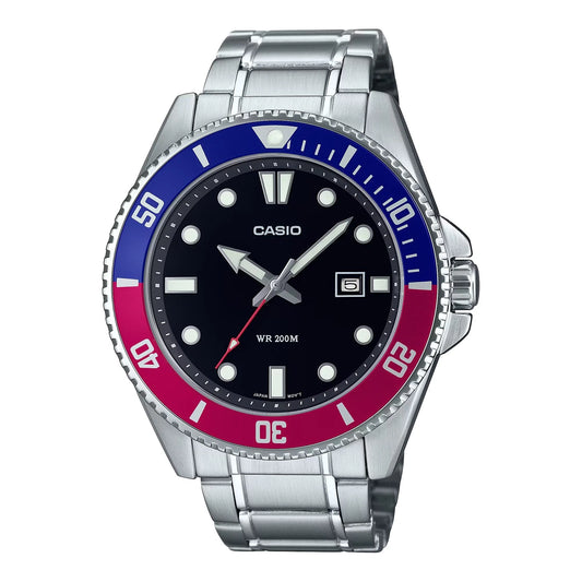 Casio MDV-107D-1A3 Duro Green Bezel Stainless Steel Dive Watch