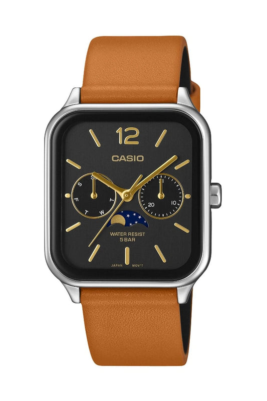 Casio MTP-M305L-1AJF Black Moon Phase Leather Watch
