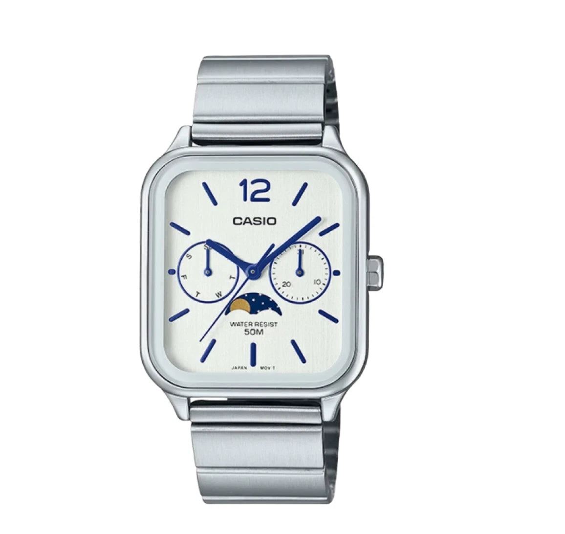 Casio MTP-M305D-7AV Silver Moon Phase Watch