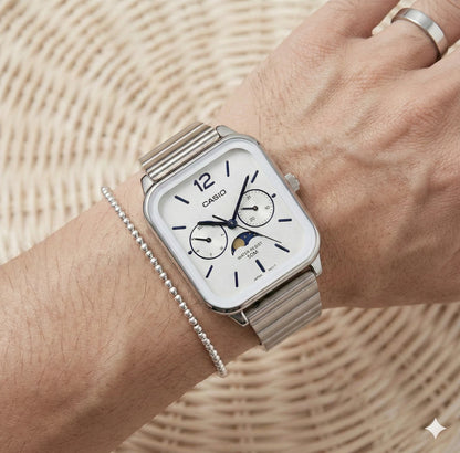 Casio MTP-M305D-7AV Silver Moon Phase Watch