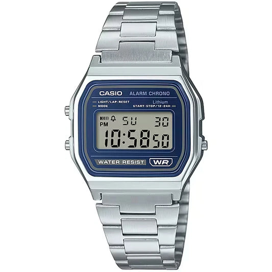 Casio Vintage A158WEA-2DF Silver Blue Digital Watch