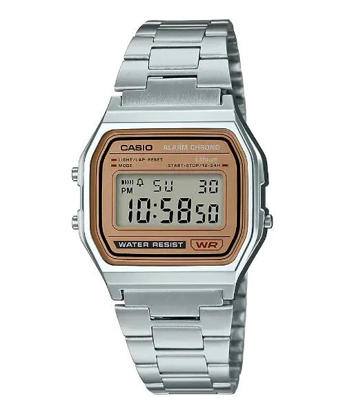 Casio Vintage A158WEA-9DF Silver Gold Digital Watch