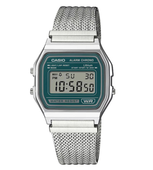 Casio Vintage A158WEM-3DF Green Digital Mesh Watch