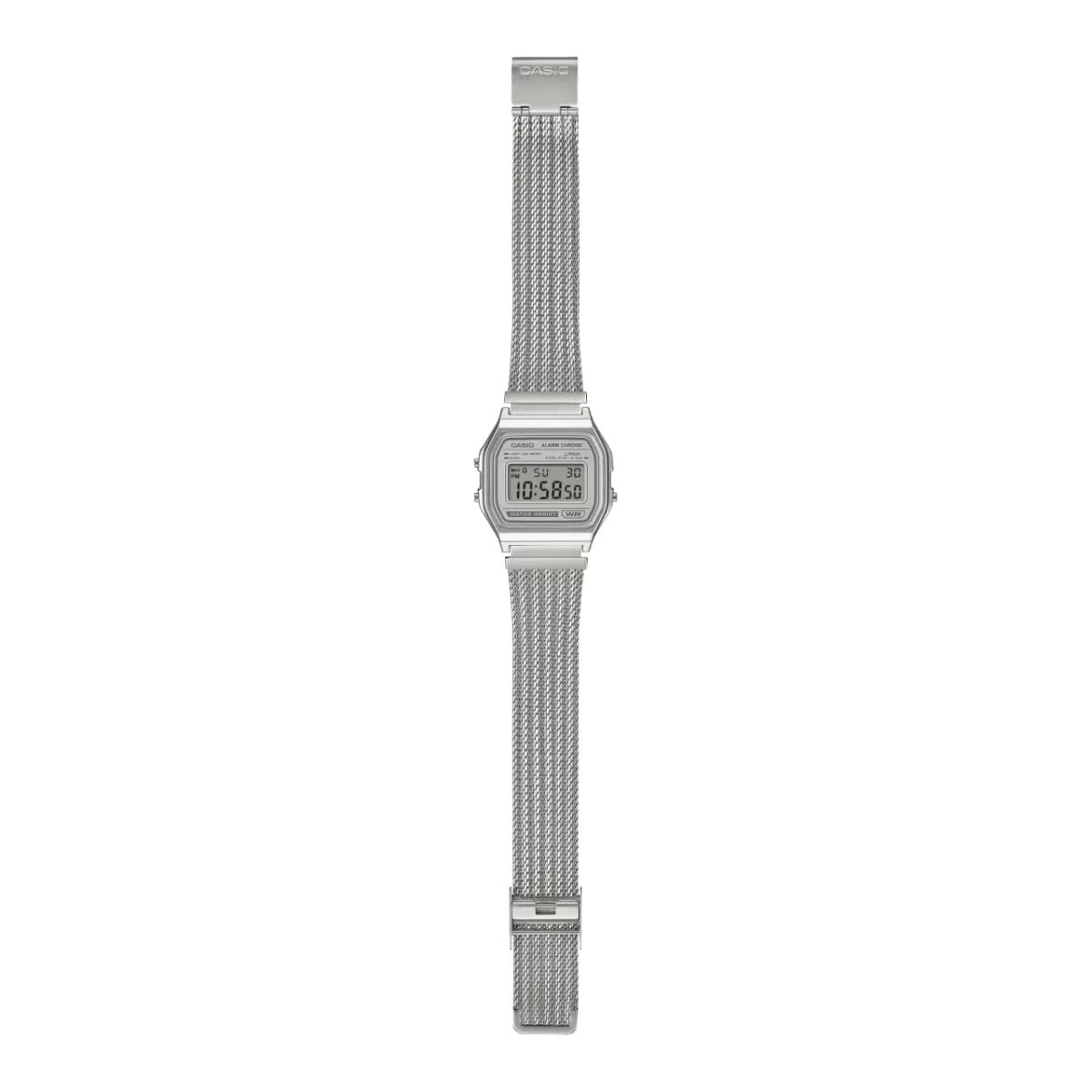 Casio Vintage A158WEM-7DF Silver Digital Mesh Watch