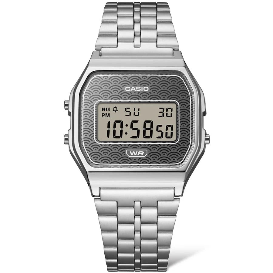 Casio Vintage A159WEVJ-7DR Silver Seigaiha Digital Watch
