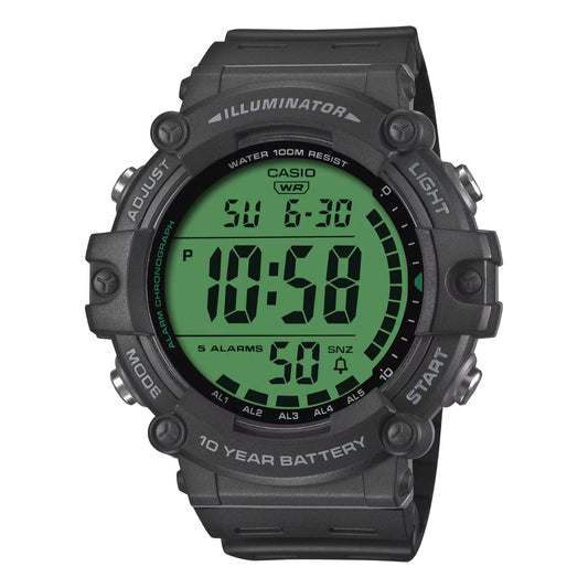 Casio Youth AE-1500WHC-1AVDF Wide Face Digital Sport Watch – Black with Green Display