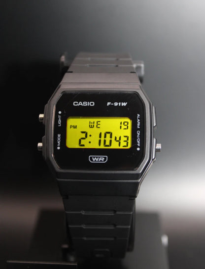 Custom Casio F-91W Yellow Screen Digital Resin Watch