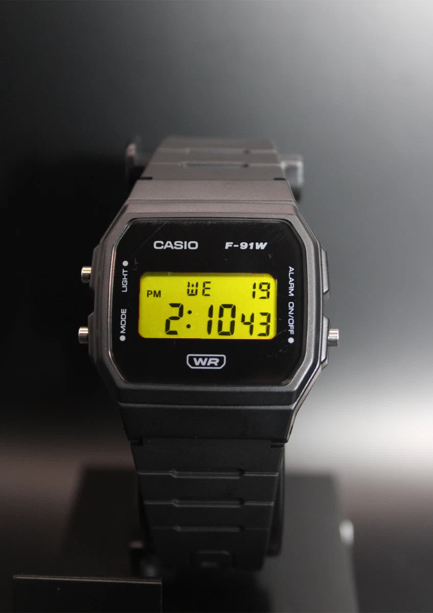 Custom Casio F-91W Yellow Screen Digital Resin Watch