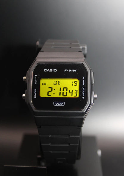 Custom Casio F-91W Yellow Screen Digital Resin Watch